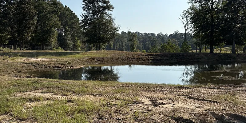 Pond Mowing with swing arm brush cutting